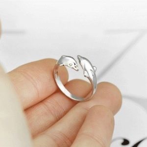 🔴 Double Dolphin Adjustable Ring